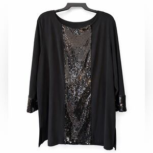 Black Tunic Top sequins size 1X festive
